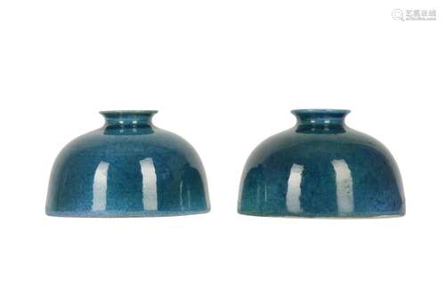 A PAIR OF TURQUOISE-GLAZED WATER POTS.