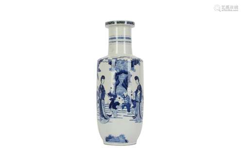 A CHINESE BLUE AND WHITE 'LADIES AND BOYS' ROULEAU...