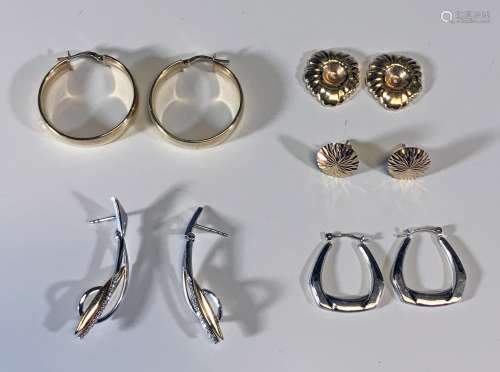 4 Pair 14K Gold Earrings Inc. Diamonds