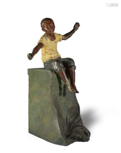 Sculpture of a Boy Fishing by Luca Madrassi