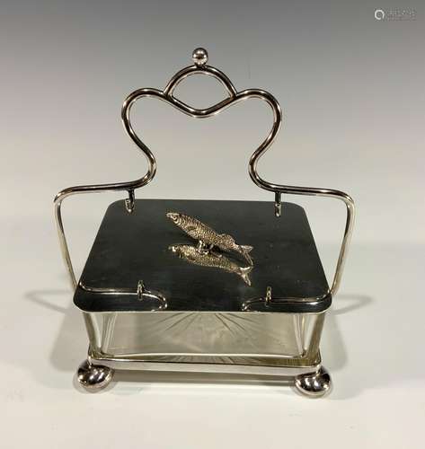 Robert Pringle Silverplate and Glass Sardine Box