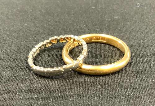 2 Estate 18K Gold Wedding Bands Dated 1927