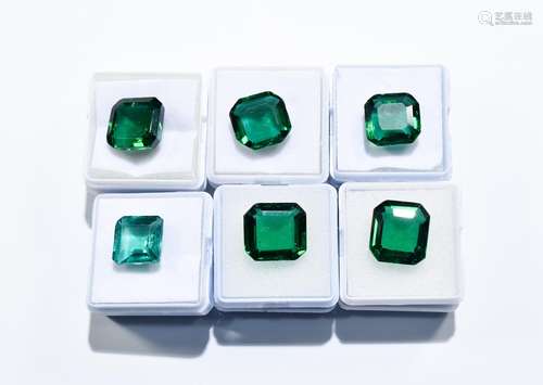 6 Asscher Cut Columbian Emeralds 8.4 - 12.6 Carats