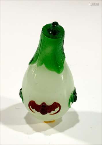 Chinese 3 Color Gourd Form Peking Glass Snuff