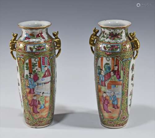 Pair of Chinese Canton Export Vases, Late 19th Century