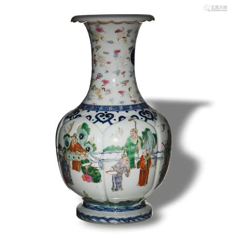 Chinese Vase with Scholars and Cranes, 20th Century