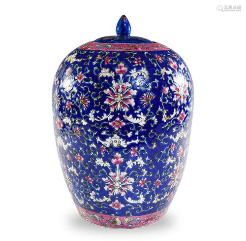 Chinese Blue Ground Ginger Jar