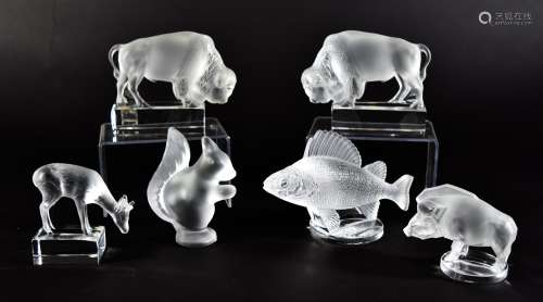 6 Lalique Crystal Animal Figures