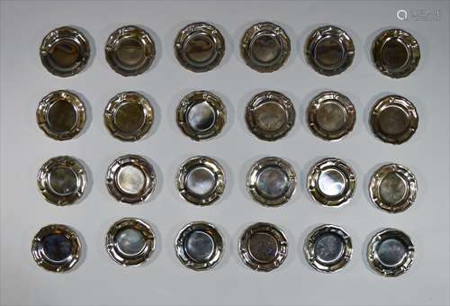 24 Mexican Sterling Silver Coasters by Maciel