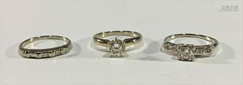 3 Estate 14K White Gold Diamond Rings 1Ctw.+