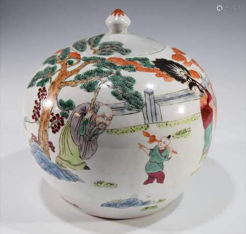 Chinese Famille Rose Jar with Lid