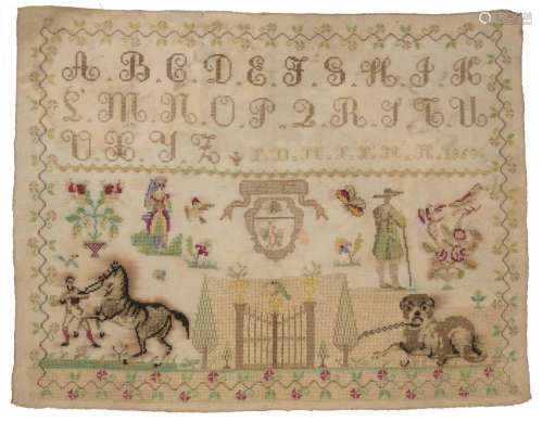 Large American Embroidery Sampler, 1863