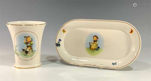 2 M J Hummel Goebel Vase and Tray