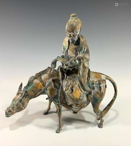 Chinese Statue of Scholar on Horse, Late Qing
