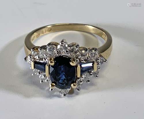 Lady's 14K Gold, Sapphire and Diamond Ring