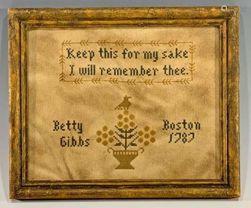 Betty Gibbs, 1787 Boston Sampler, Artist Made