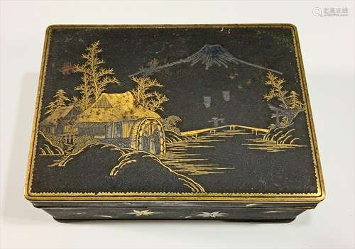 Japanese 24K Gilt and Niello Cigarette Box