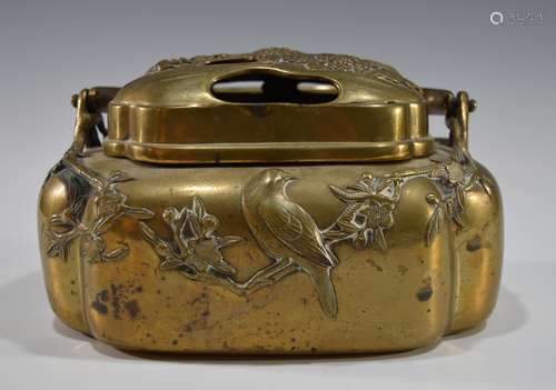 Japanese Bronze Hand Warmer with Chrysanthemums