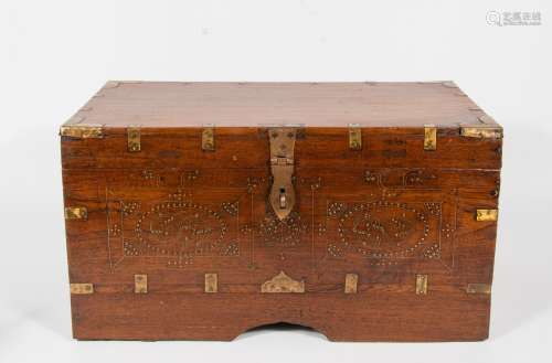 Anglo-Indian Dowry Chest with Brass Inlay 19th C.