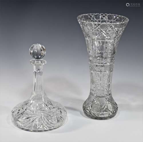 ABCG Vase and Captains Decanter with Cut Stars