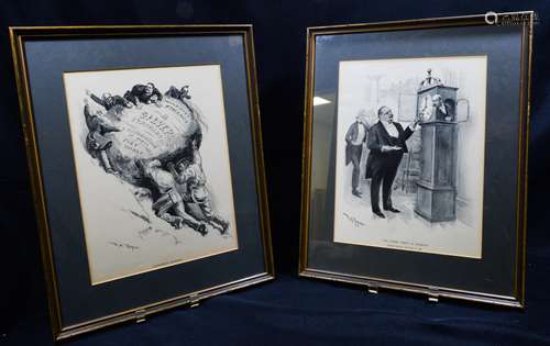 (4) W.A. Rogers Framed Political Cartoons