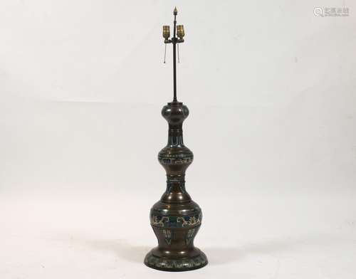 Japanese Champleve Lamp, Meiji Period