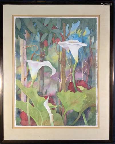 Watercolor of Lilies, EM Alger