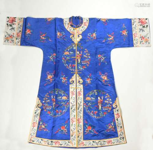 Chinese Blue Ground Lady's Robe