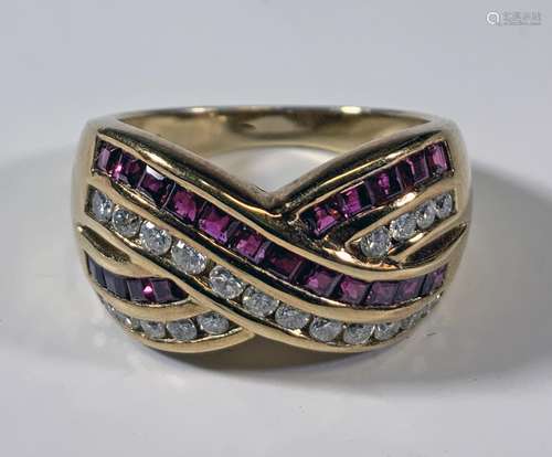 Lady's 14K Gold, Ruby and Diamond Ring