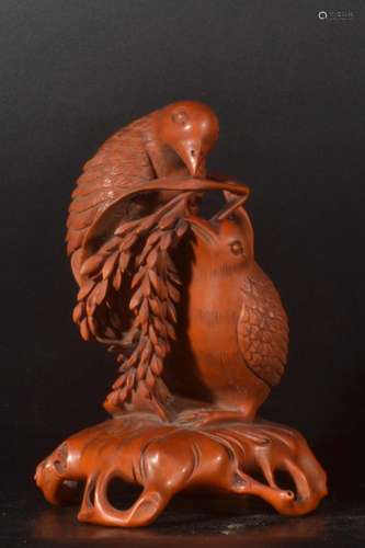 Qing Dynasty - Boxwood Bird Ornament