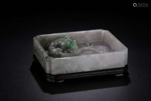 Qing Dynasty - Jadeite Chilong Square Washer