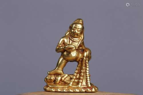 Ming Dynasty - Pure Gold Black Jambhala Portable Buddha