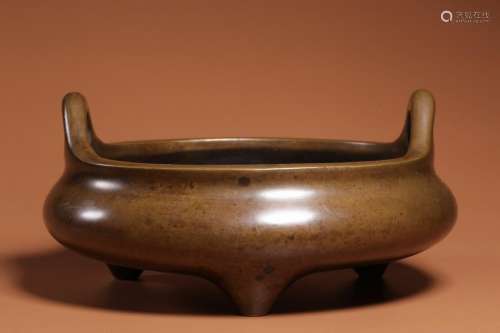 Ming Dynasty - Bronze Incense Burner With Handle