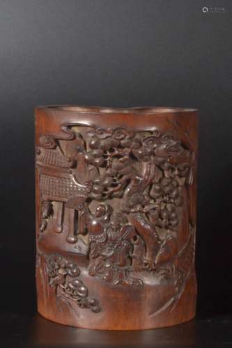 Qing Dynasty - Bamboo 'Character Story' Brush pot