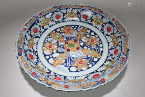 A Chinese Blue and White Plated Massive Porcelain