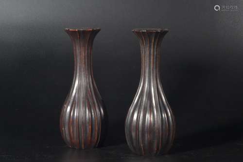 Zitan Wood Vase Pair