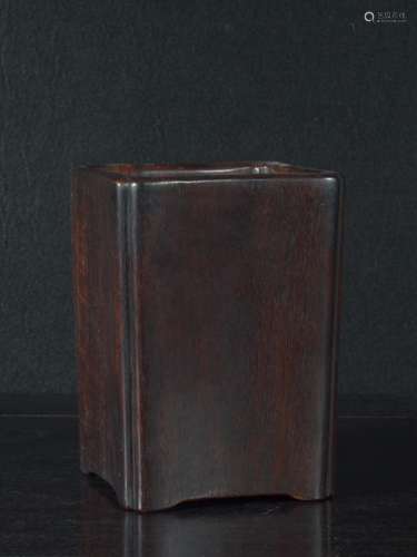 Qing Dynasty - Zitan Wood Square Brush pot