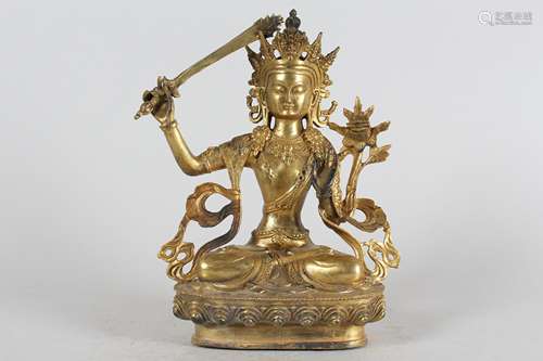 A Chinese Gilt Religious Fortune Buddha Statue