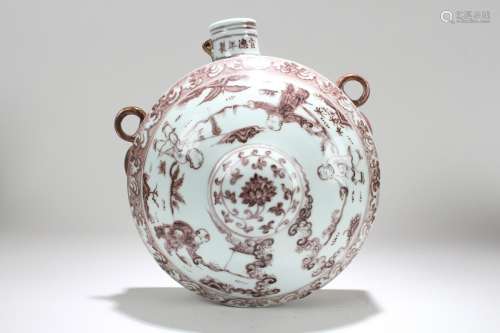 A Chinese Duo-handled Joyful-kid Porcelain Fortune Vase