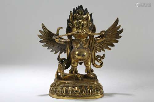 A Chinese Gilt Religious Fortune Buddha Statue