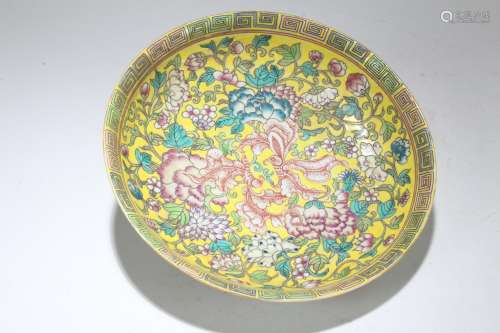 A Chinese Flower-blossom Fortune Porcelain Plate