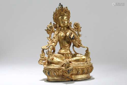 A Chinese Gilt Religious Fortune Buddha Statue