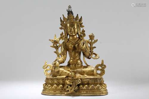 A Chinese Gilt Religious Fortune Buddha Statue