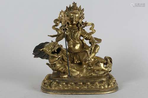 A Chinese Gilt Religious Fortune Buddha Statue