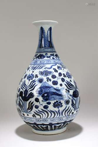 A Chinese Aqua-theme Blue and White Fortune Porcelain