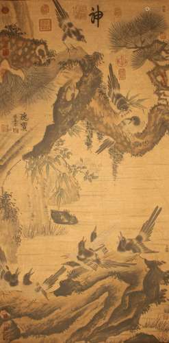 A Chinese Detailed Nature-sceen Fortune Scroll