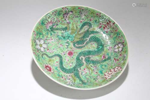 A Chinese Dragon-decorating Fortune Porcelain Plate