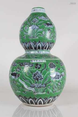 A Chinese Calabash-fortune Aqua-theme Porcelain Fortune