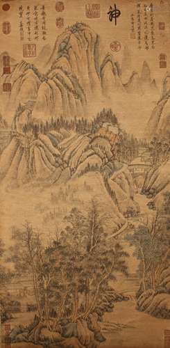 A Chinese Mountain-view Detailed Poetry-framing Fortune