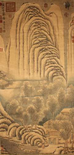 A Chinese Mountain-view Poetry-framing Fortune Scroll